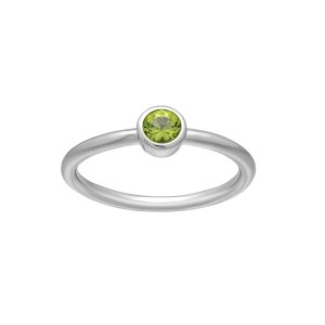 callura Silvertone CZ Birthstone Stackable Solitaire Ring ?C August Peridot