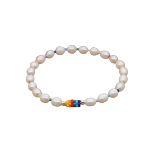Multi Colored Beaded & Freshwater Pearl Bracelet