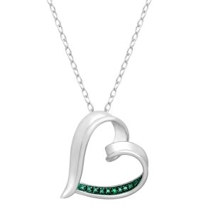 V3 Jewelry Real Green Diamond Sterling Silver Heart Pendant