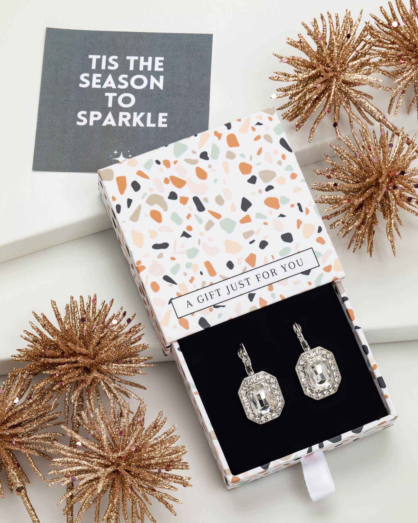 Don't AsK Statement Crystal Leverback Earrings