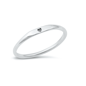 Sterling Silver Dainty Heart Signet Ring