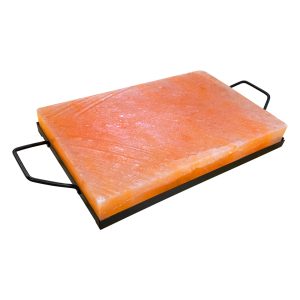 Outset Pink Himalayan Salt Plank with Holder Tray for Cooking. Serving and Cutting Block. 12 x 8 x 1.5 Inch. 17 including Handles