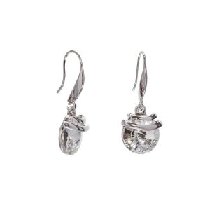 Silver Clear Swarovski Crystal Earrings ?C Spring Drop Crystal Earrings