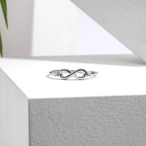 Cubic Zirconia and Sterling Silver Infinity Ring