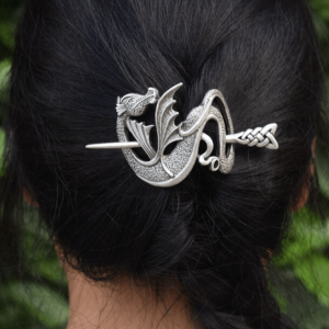 Silvertone Dragon Hair Pin