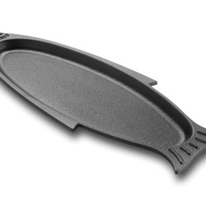 Outset Cast Iron Fish Grill Pan and Serving Pan. Black. 19 x 7 x 1