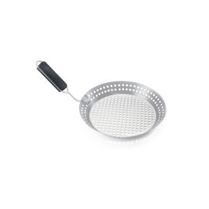 Outset Perforated 12 Grill Skillet with Removable Soft-Grip Handle. Stainless Steel