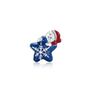 Ag Sterling Blue Snowflake & Santa Charm