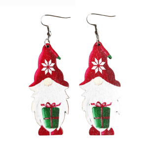 Don't AsK Gnome with Present and Winter Hat Drop Earrings ?C Festive Holiday Jewellery for Women