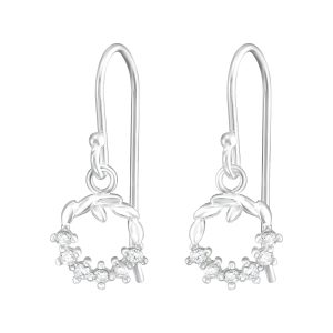 Ag Sterling Cubic Zirconia Wreath Threader Earrings