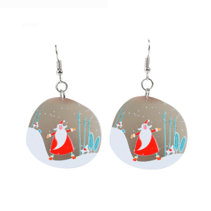 Don't AsK Happy Santa Winter Outdoors Circular Earrings ?C Festive Holiday Jewellery for Women