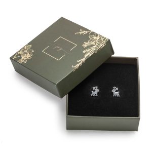callura Holiday Gift Box with Deer Swarovski Crystal Stud Earrings